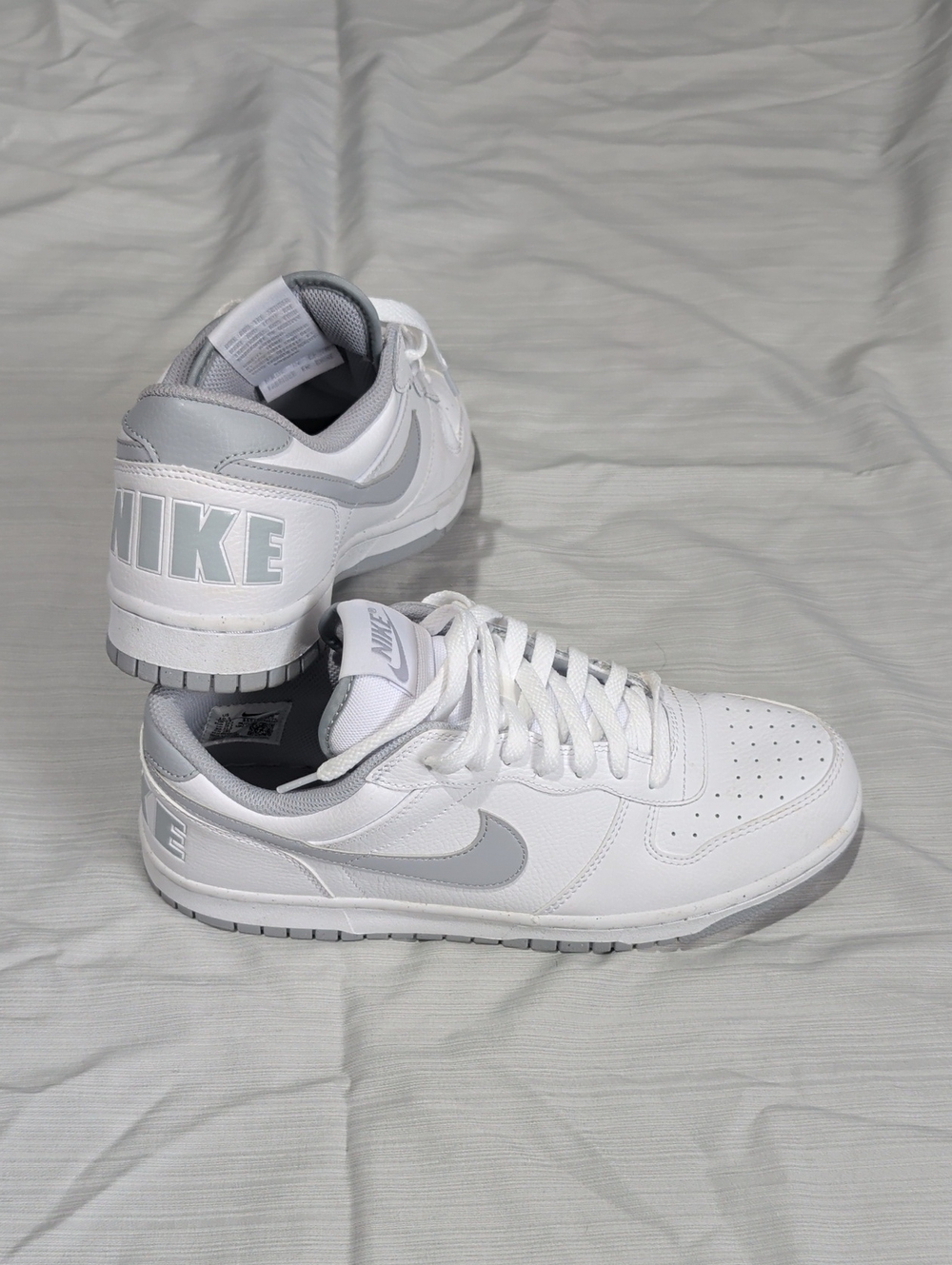 Nike Men's White and Grey Big Low-Top Sneakers - Classic Swoosh